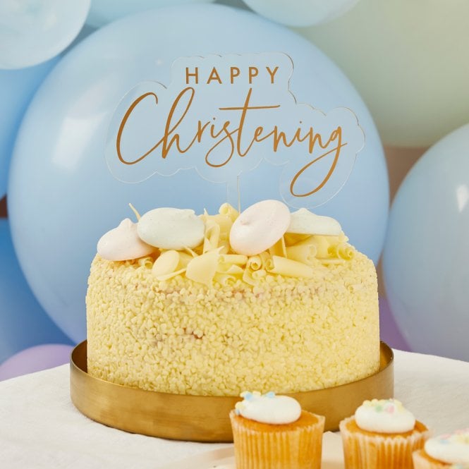 Club Green Happy Christening Acrylic Cake Topper