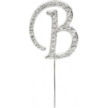 Letter B - Diamante Pick Cake Topper