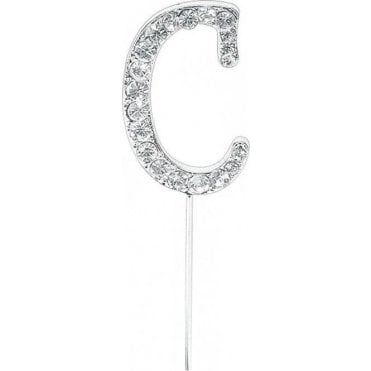 Letter C - Diamante Pick Cake Topper