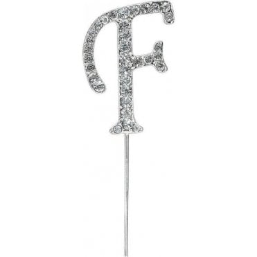Letter F - Diamante Pick Cake Topper