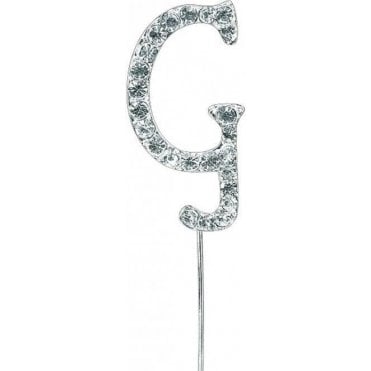 Letter G - Diamante Pick Cake Topper