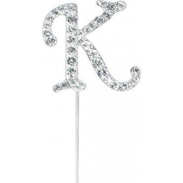 Letter K - Diamante Pick Cake Topper