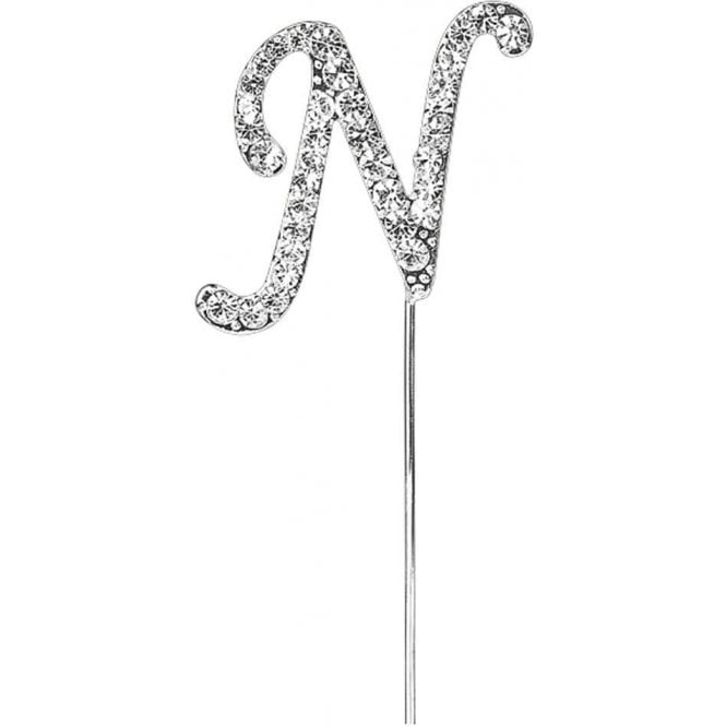 Club Green Letter N - Diamante Pick Cake Topper