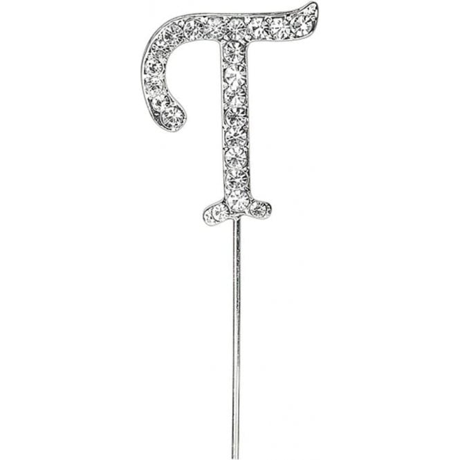 Club Green Letter T - Diamante Pick Cake Topper