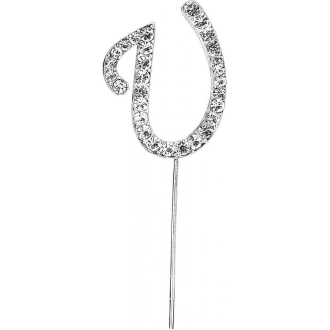 Club Green Letter U - Diamante Pick Cake Topper