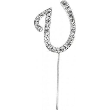 Letter U - Diamante Pick Cake Topper