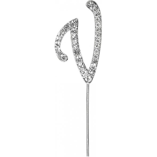 Club Green Letter V - Diamante Pick Cake Topper