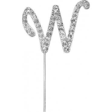 Letter W - Diamante Pick Cake Topper