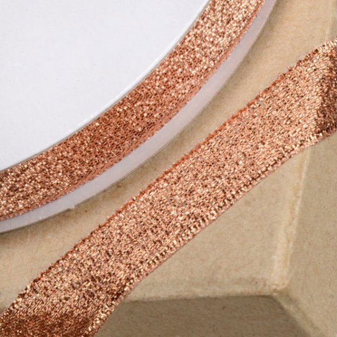 Club Green Lurex Ribbon Metallic Rose Gold - 12mm x 25M