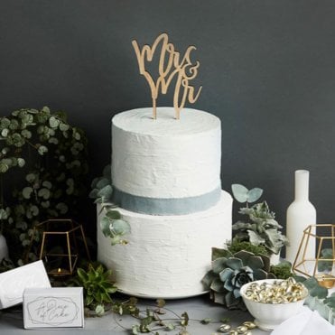 Mr & Mr Wooden Cake Topper - 125 x 200mm