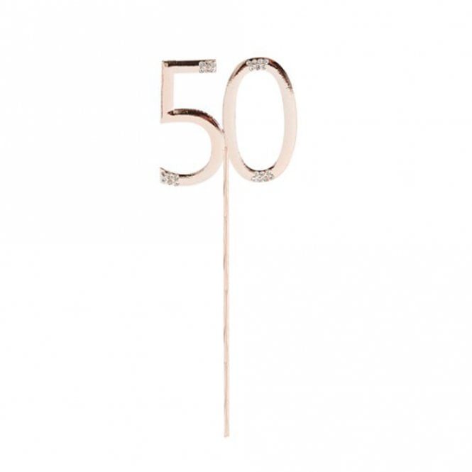 Club Green Number 50 Rose Gold And Diamante Cake Topper