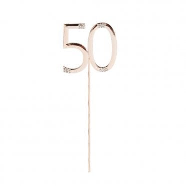 Number 50 Rose Gold And Diamante Cake Topper