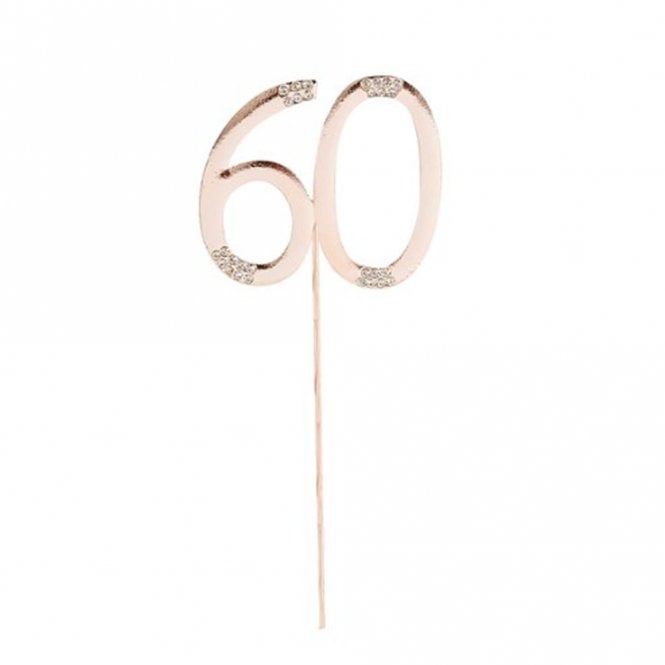 Club Green Number 60 Rose Gold And Diamante Cake Topper