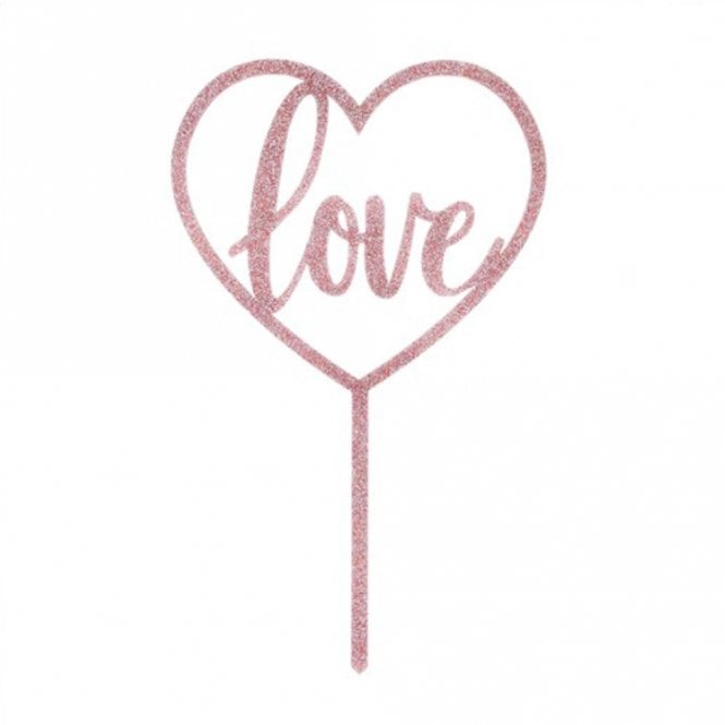 Club Green Rose Gold Acrylic Cake Topper - LOVE
