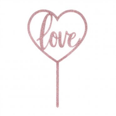 Rose Gold Acrylic Cake Topper - LOVE