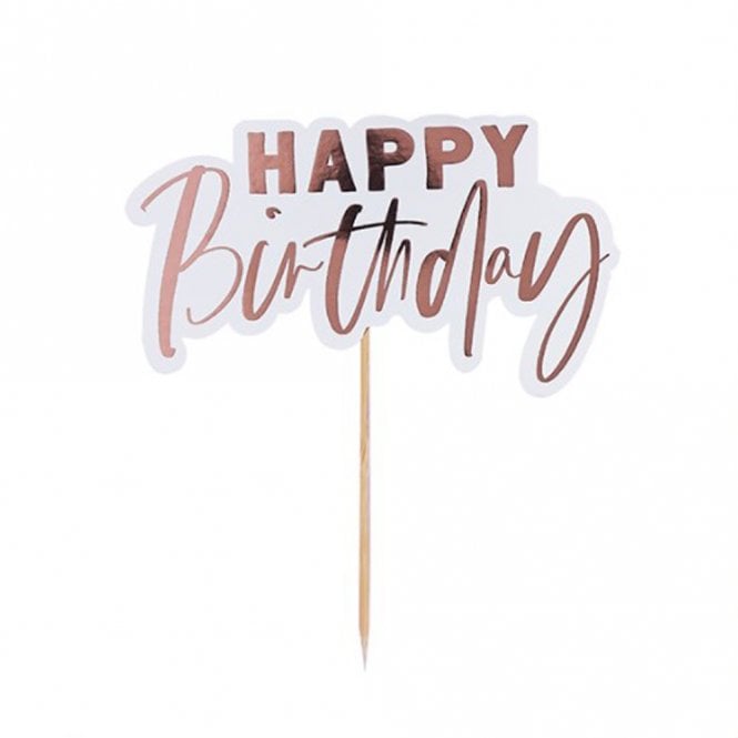 Club Green Rose Gold Dalmatian Happy Birthday Cake Topper
