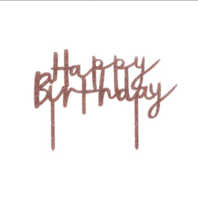 Club Green Rose Gold Glitter Acrylic Happy Birthday Cake Topper