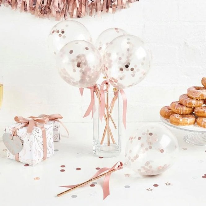 Club Green Rose Gold - Mini Confetti Balloons - Pack Of 5