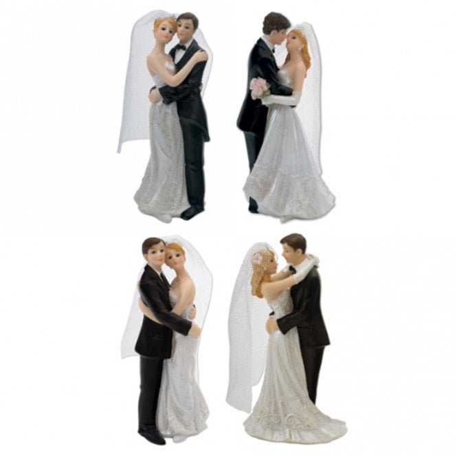 Club Green White Bride & Groom Standing Cake Topper 4 Assorted H.130mm - 4 per pack