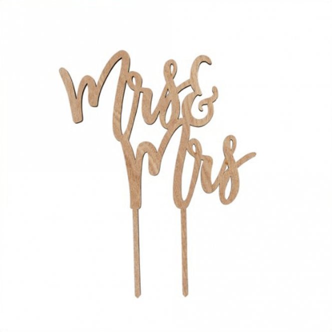 Club Green Wooden Cake Topper - MRS & MRS