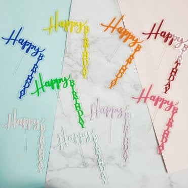 Colour Pop Acrylic Happy Birthday Cake Toppers