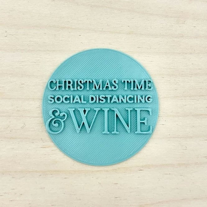 Cookie Kut Christmas Time , Social Distancing & Wine - Christmas Embosser Stamp