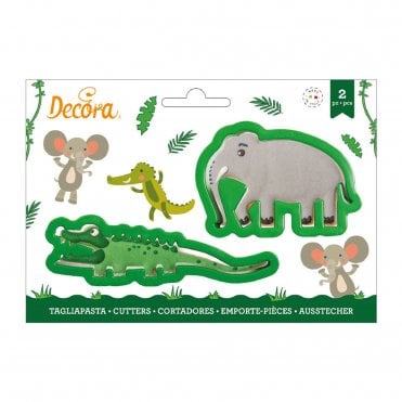 Crocodile And Elephant Plastic Cookie Cutters Set Of 2