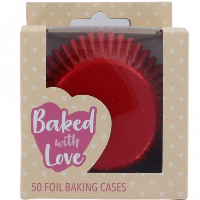 Culpitt Baked With Love Red Foiled Baking Cup Cake Cases - Pack Of 50
