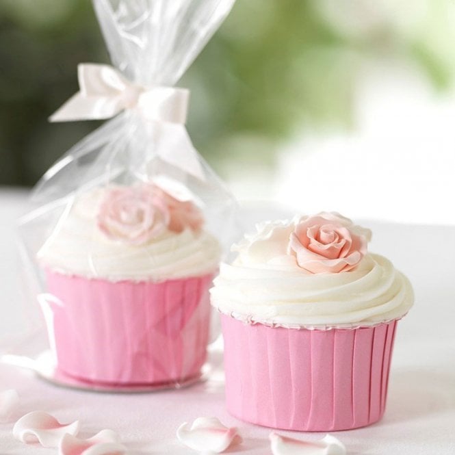 Culpitt Clear Cupcake Gift Bags with Ribbon Ties - 12 pieces