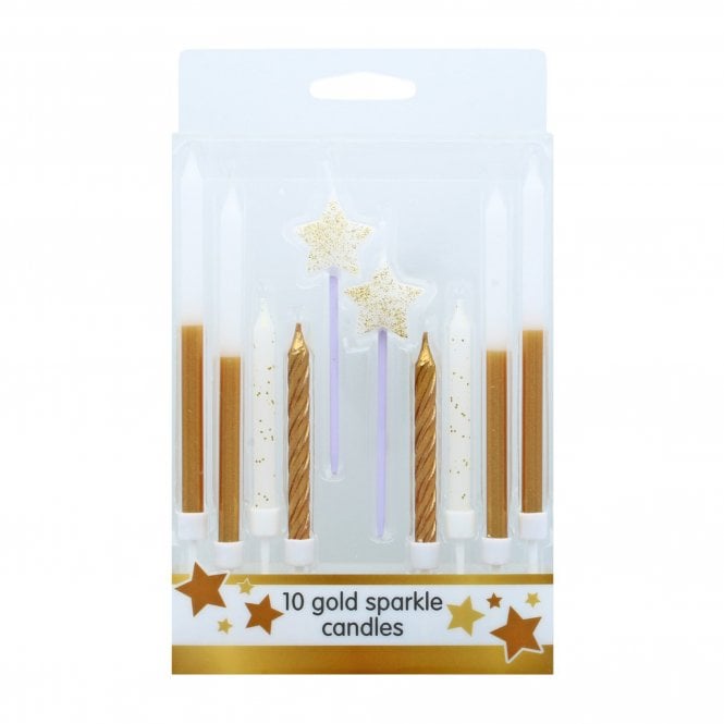 Culpitt Gold Sparkle Cake Topper Candles - Set of 10
