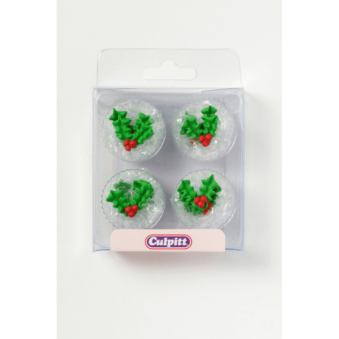 Culpitt Holly & Berry Sugar Pipings Cake Topper