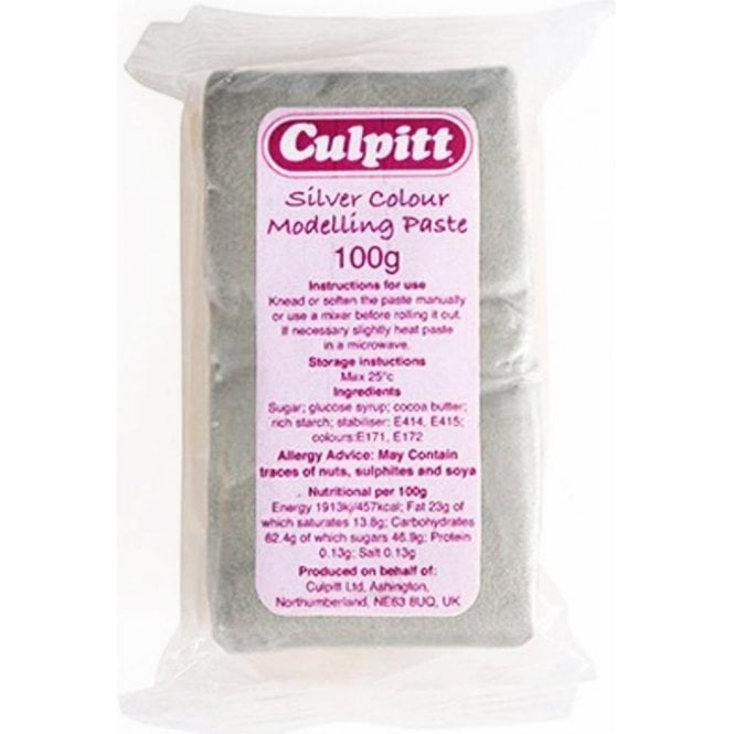 Culpitt Metallic Silver Sugar Modelling Paste use for Flowers, Moulds & Figures 100g