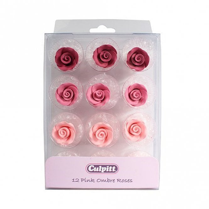 Culpitt Pink Ombre Sugar Roses - Pack Of 12 Best Before: 29/06/2025