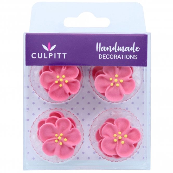 Culpitt Pink Rose Sugar Piping Decorations - 25mm - 12pcs Best Before: 16/05/2025