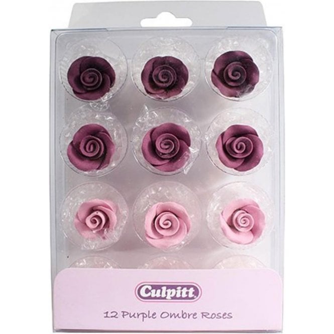 Culpitt Purple Ombre Sugar Roses- 12 piece