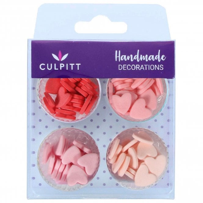 Culpitt Red & White Mini Hearts Sugar Pipings Edible Decoration - 100 pieces