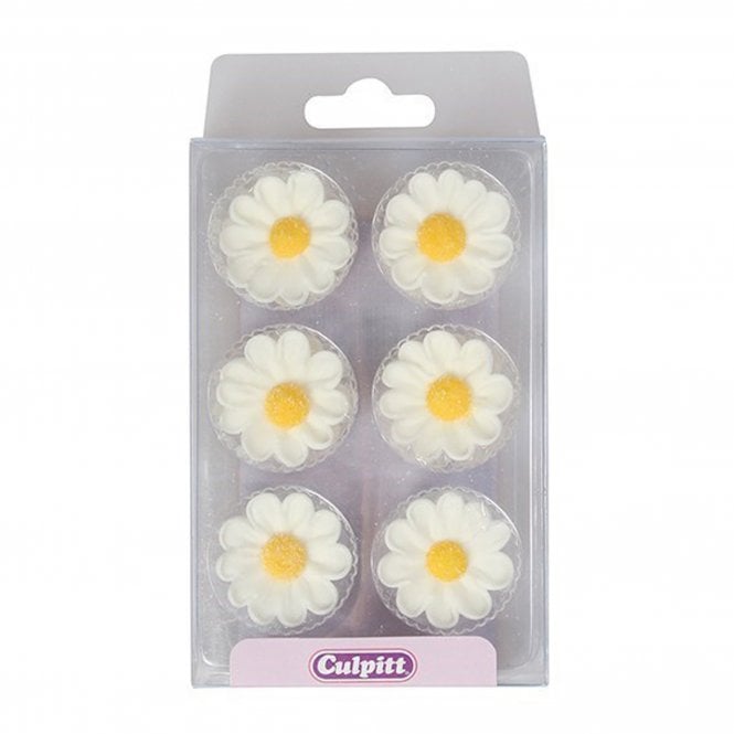 Culpitt Sugar Daisy - Edible Cake & Cupcake Decorations (Pack of 12)