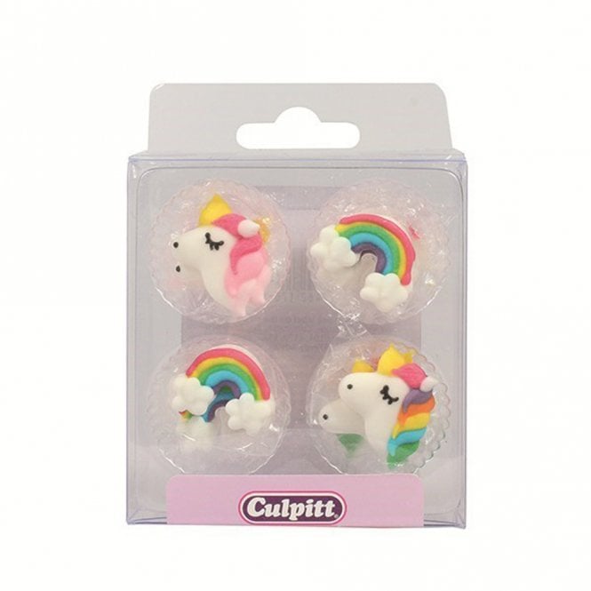 Culpitt Unicorn & Rainbow Sugar Decorations - 12 Pieces