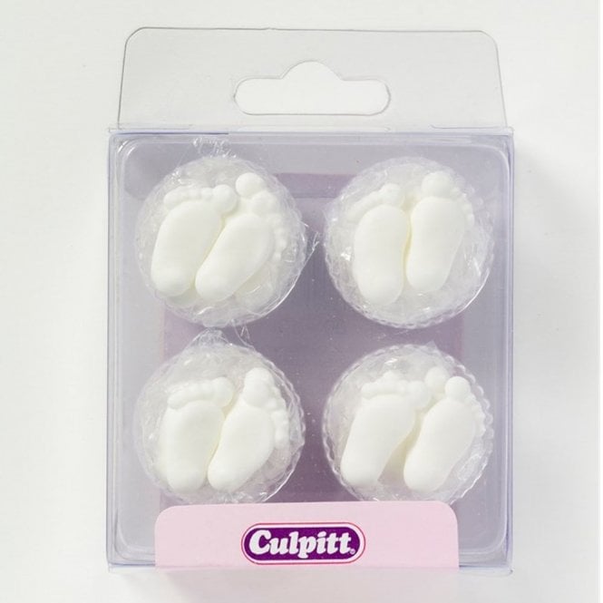 Culpitt White Pairs Of Feet Edible Sugar Decorations - Pack Of 12