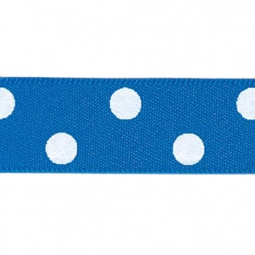 Dark Royal Blue No.243 with White Polka Dots - Double Faced Cake Decorating Satin Ribbon