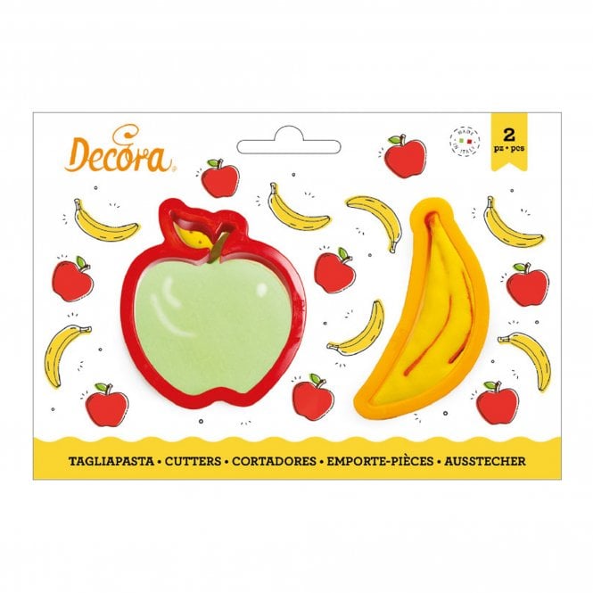Decora Banana And Apple Plastic Cookie Cutters Set Of 2