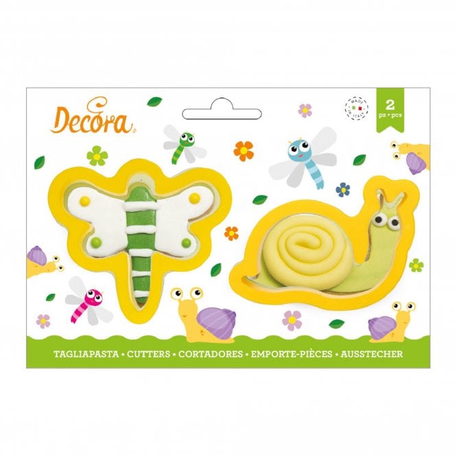 Decora Dragonfly And Snail Plastic Cookie Cutters Set Of 2