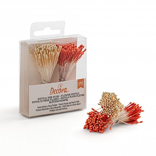 Decora Flower Pistils Pearl Orange / Pearl White (288pcs)