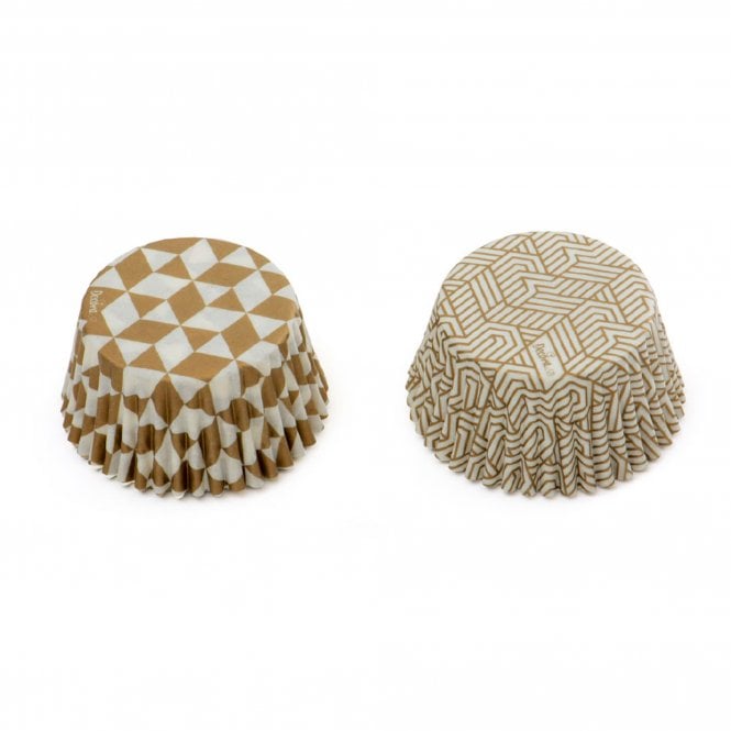 Decora Gold And White Geometric Shapes Baking Cupcake Cases - Pack Of 36