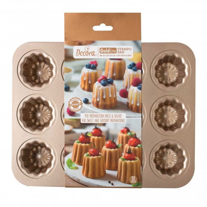 Decora Gold Line Non Stick Canelé Pan - 12 Cavities