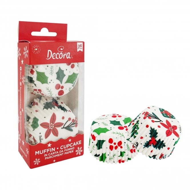 Decora Holly Wishes Baking Cups - Pack of 36