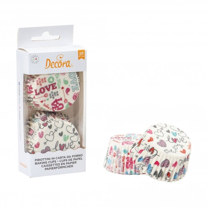 Decora Love Message Baking Cupcake Cases - Pack Of 36
