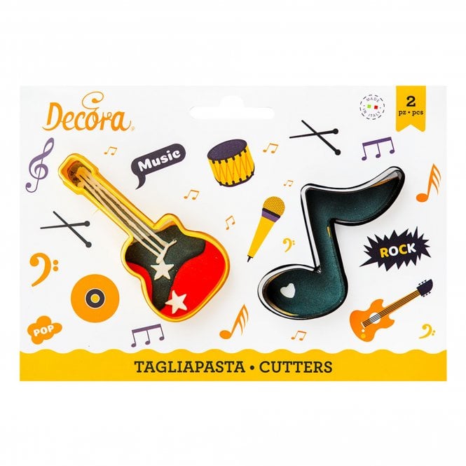 Decora Note And Guitar Plastic Cookie Cutters Set Of 2