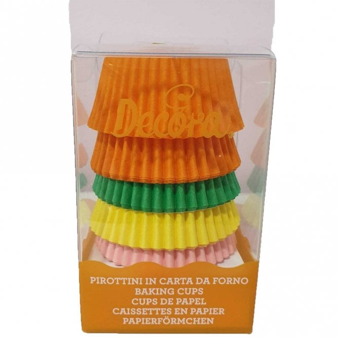 Decora Orange, Green, Yellow, Pink Cupcake Baking Cups Pack Of 75