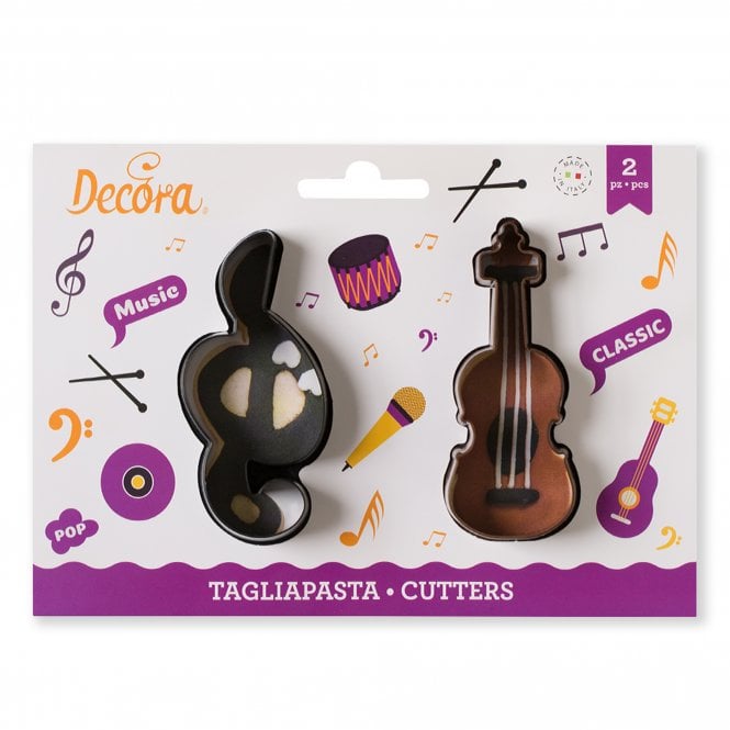 Decora Treble Clef And Violin Plastic Cookie cutters Set Of 2